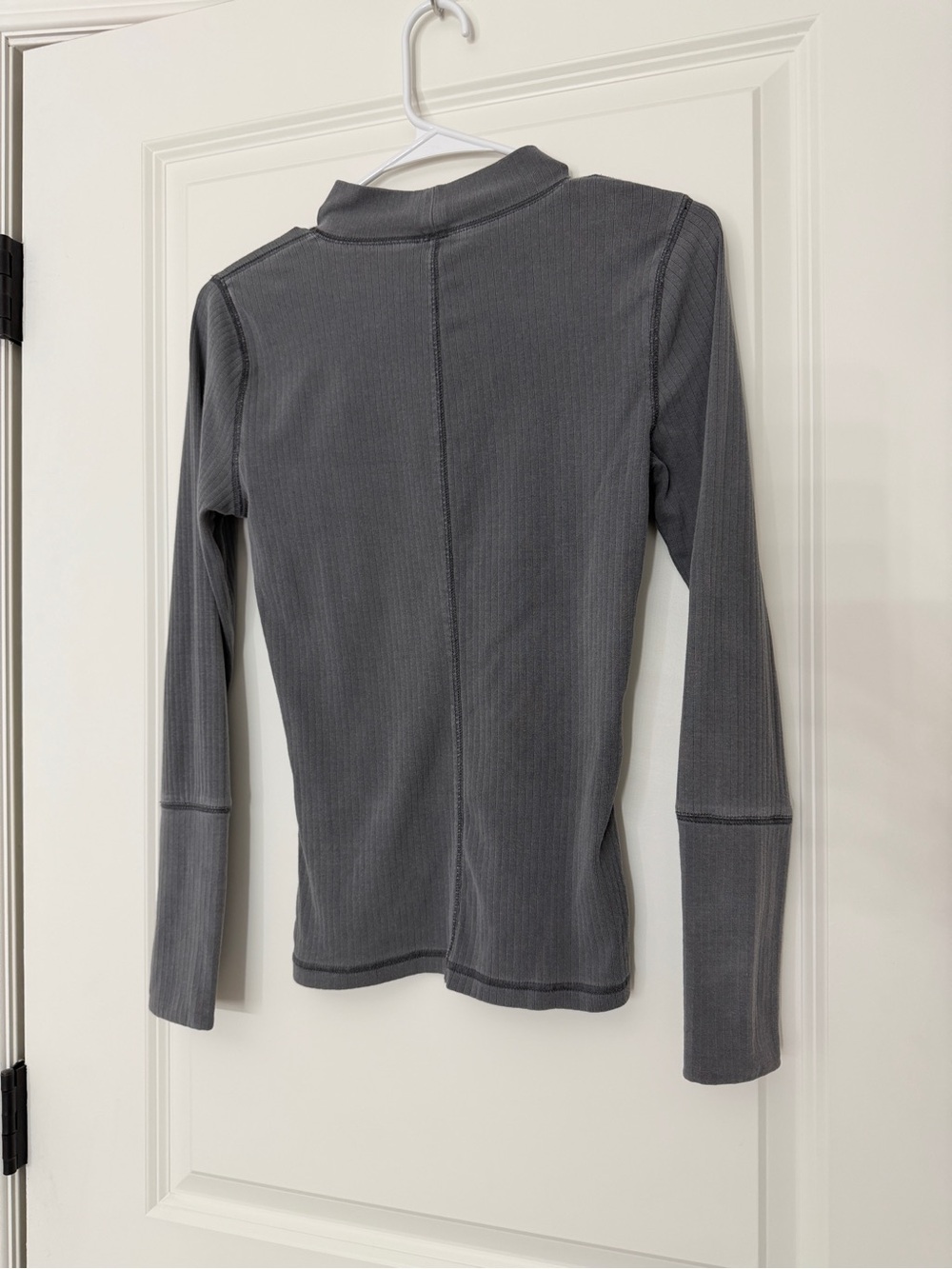 Free People Charcoal Ribbed Long-Sleeve Mock Neck Top NWOT